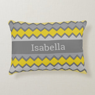 Almofada Decorativa Nome Do Padrão Geométrico Amarelo E Cinza