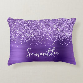 Almofada Decorativa Nome do Script de Glam Roxo Ametist da Glittery