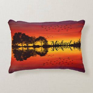 Almofada Decorativa Nome do violão preto alaranjado sunset