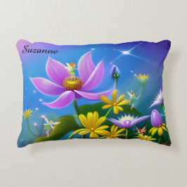 Almofada Decorativa Nome editável das fadas e flores