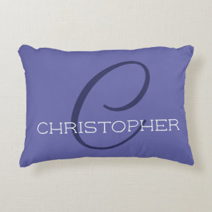 Almofada Decorativa Nome Elegante Monograma C Inicial Azul Periwinkle
