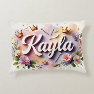 Almofada Decorativa Nome Floral da Princesa Personalizado 