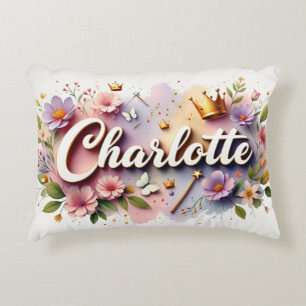 Almofada Decorativa Nome Floral de Princesa Personalizado