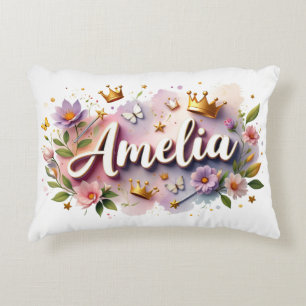 Almofada Decorativa Nome Floral de Princesa Personalizado 
