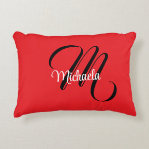 Almofada Decorativa Nome inicial do monograma moderno minimalista verm