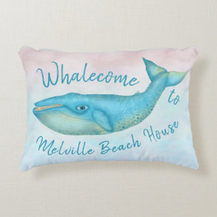 Almofada Decorativa Nome náutico de Whalecome da baleia azul de cas