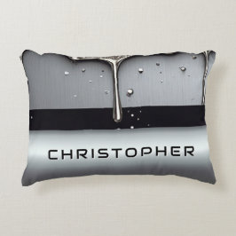 Almofada Decorativa Nome Personalizado Com Metal Líquido Gotejando