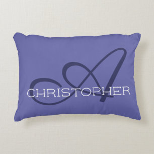 Almofada Decorativa Nome Personalizado Inicial Um Periwinkle Azul