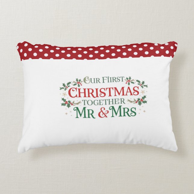Almofada Decorativa Nosso Primeiro Natal Juntos Sr. e Sra. (Frente)