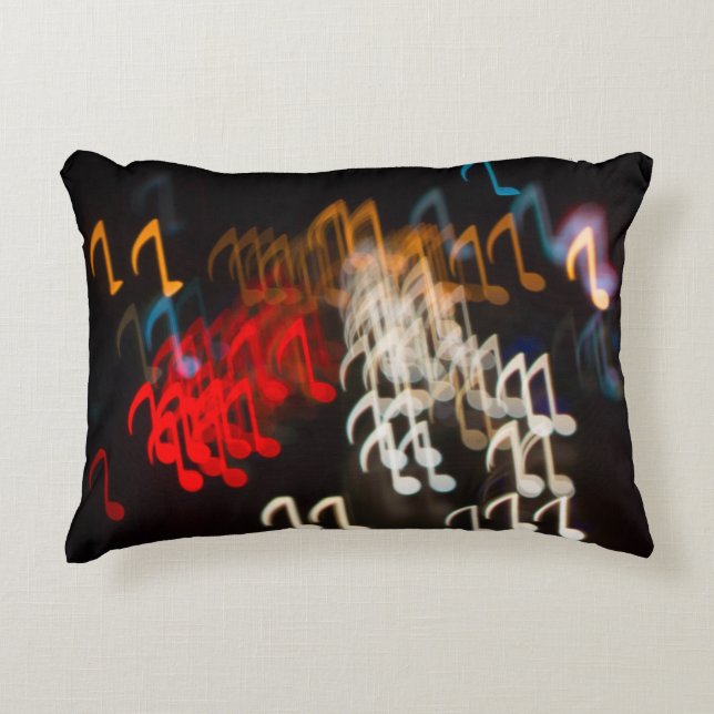 Almofada Decorativa Notas de abstrato musical: luzes de fundo (Frente)