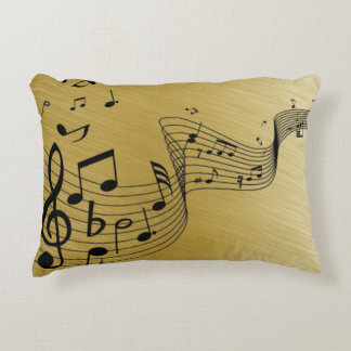 Almofada Decorativa Notas de Música Douradas