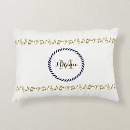 Almofada Decorativa Notas de música Douradas do Monograma