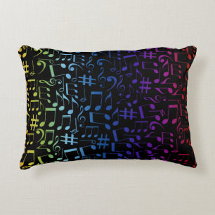 Almofada Decorativa Notas Musicais Coloridas Músicos Amantes da Música