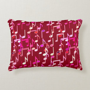 Almofada Decorativa Notas musicais impressas - burgundy, multi