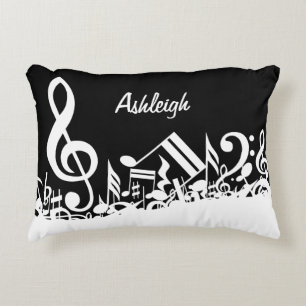 Almofada Decorativa Notas musicais misturadas brancas personalizadas