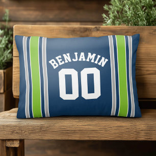 Almofada Decorativa Número de Nome Personalizado de Jersey Blue and G