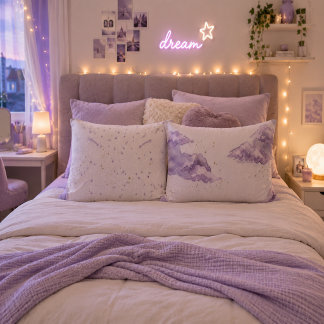 Almofada Decorativa Nuvem de Lavanda Personalizada Aquarela Celestial