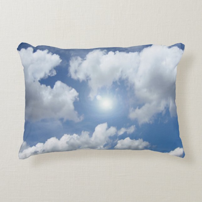 Almofada Decorativa Nuvens azuis do céu + suas ideias (Frente)