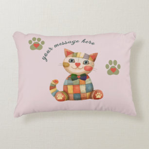Almofada Decorativa O Feliz Gato Colorido Patchwork Personalizado
