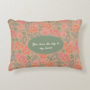 Almofada Decorativa O Jardim Inglês Chintz Poppies Chave do Meu Coraçã