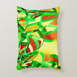 Almofada Decorativa O verde listra sobre a imagem vermelha com garoa