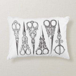 Almofada Decorativa O vintage Scissors decorativo branco preto