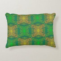 Oak King, padrão floral boêmico, verde e amarelo