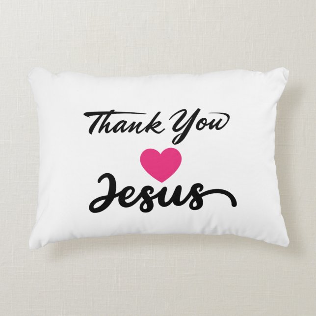 Almofada Decorativa Obrigado Jesus | Coração de fé cristã moderna (Frente)