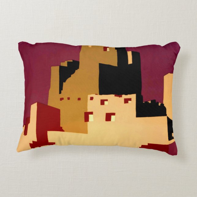 Almofada Decorativa Oeste do Sudoeste Pueblo WPA Nacional (Verso)