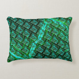 Almofada Decorativa 'Olhos azuis enquadrados', riscos esverdeados.