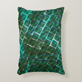 Almofada Decorativa "Olhos enquadrados verdes", arranhões e grelha azu