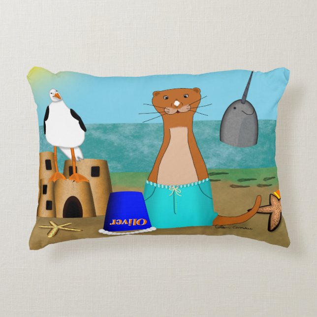 Almofada Decorativa Oliver The Otter's Beach Vacation (Frente)