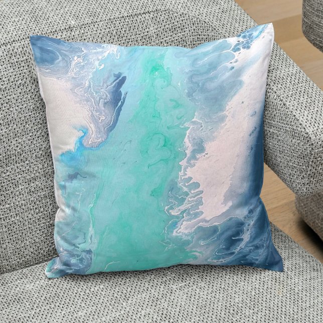 Almofada Decorativa Ondas de Água Abstrato Azul Vi (Criador carregado)