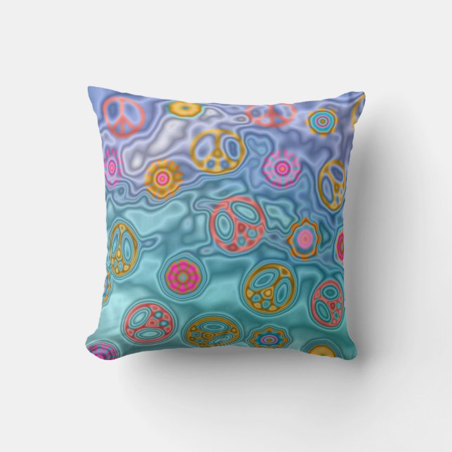 Almofada Decorativa Ondas Pacíficas dos Anos 60 Re (Frente)