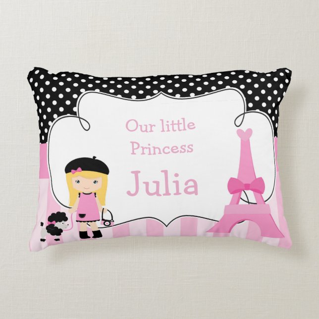 Almofada Decorativa Ooh la Paris Eiffel Tower Pink and Black (Frente)