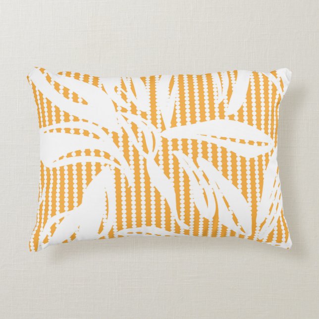 Almofada Decorativa Orange Floral seamless pattern with striped backgr (Frente)
