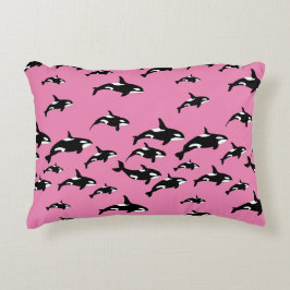 Almofada Decorativa Orca Killer Whales em Girly Pink Marine Willife