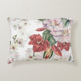 Almofada Decorativa Orquídea empoeirada de aquarelas e lírios com flor