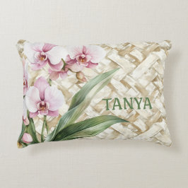 Almofada Decorativa Orquídeas em padrão tecido