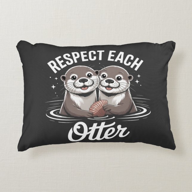 Almofada Decorativa Otter Respect Each Other Funny (Frente)