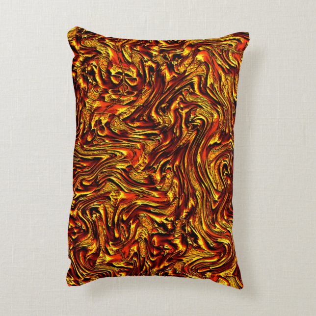 Almofada Decorativa Ouro e textura vermelha vívida (Verso(Vertical))