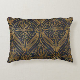Almofada Decorativa Ouro elegante em cor damasco preta