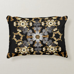 Almofada Decorativa Ouro esboço da decoração floral. Elemento de estil