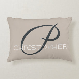 Almofada Decorativa P Inicial Nome Personalizado Neutro Bege