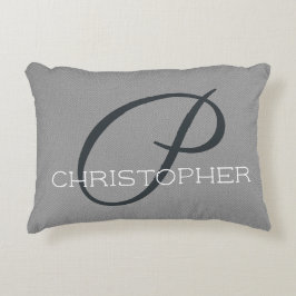 Almofada Decorativa P Nome Personalizado Inicial Cinza Branca Preta