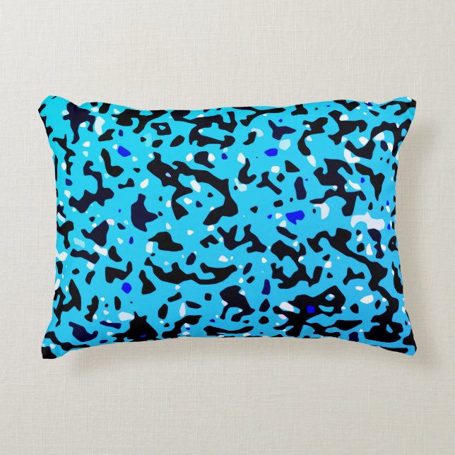 Almofada Decorativa Padrão Abstrato de Camo Azul (Frente)