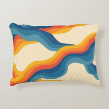 Padrão Abstrato de Listra Ondulada Laranja Azul do