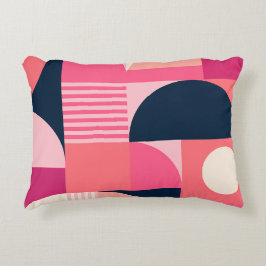Almofada Decorativa Padrão Abstrato Geométrico Vibrante com Azul Marin