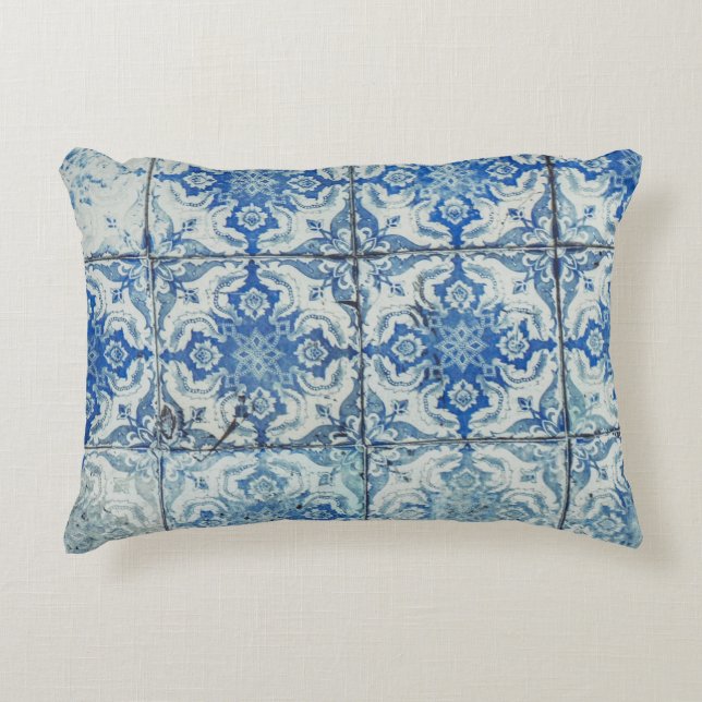 Almofada Decorativa Padrão Antiquado de Azulejos Portugueses - Azulejo (Frente)