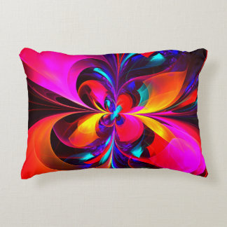 Almofada Decorativa Padrão Azul Vermelho Abstrato Floral Moderno #07